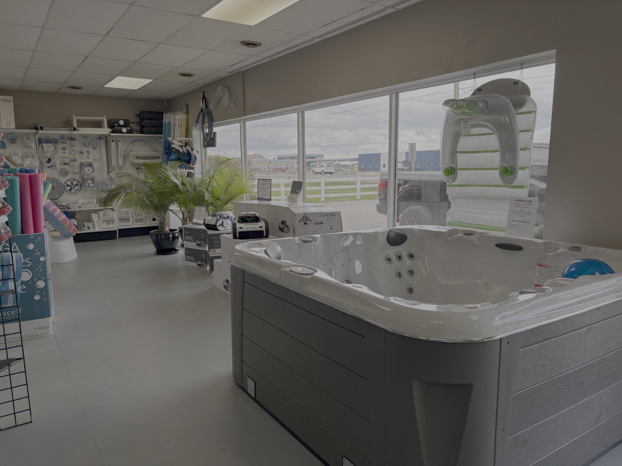 Clean pool water and testing supplies