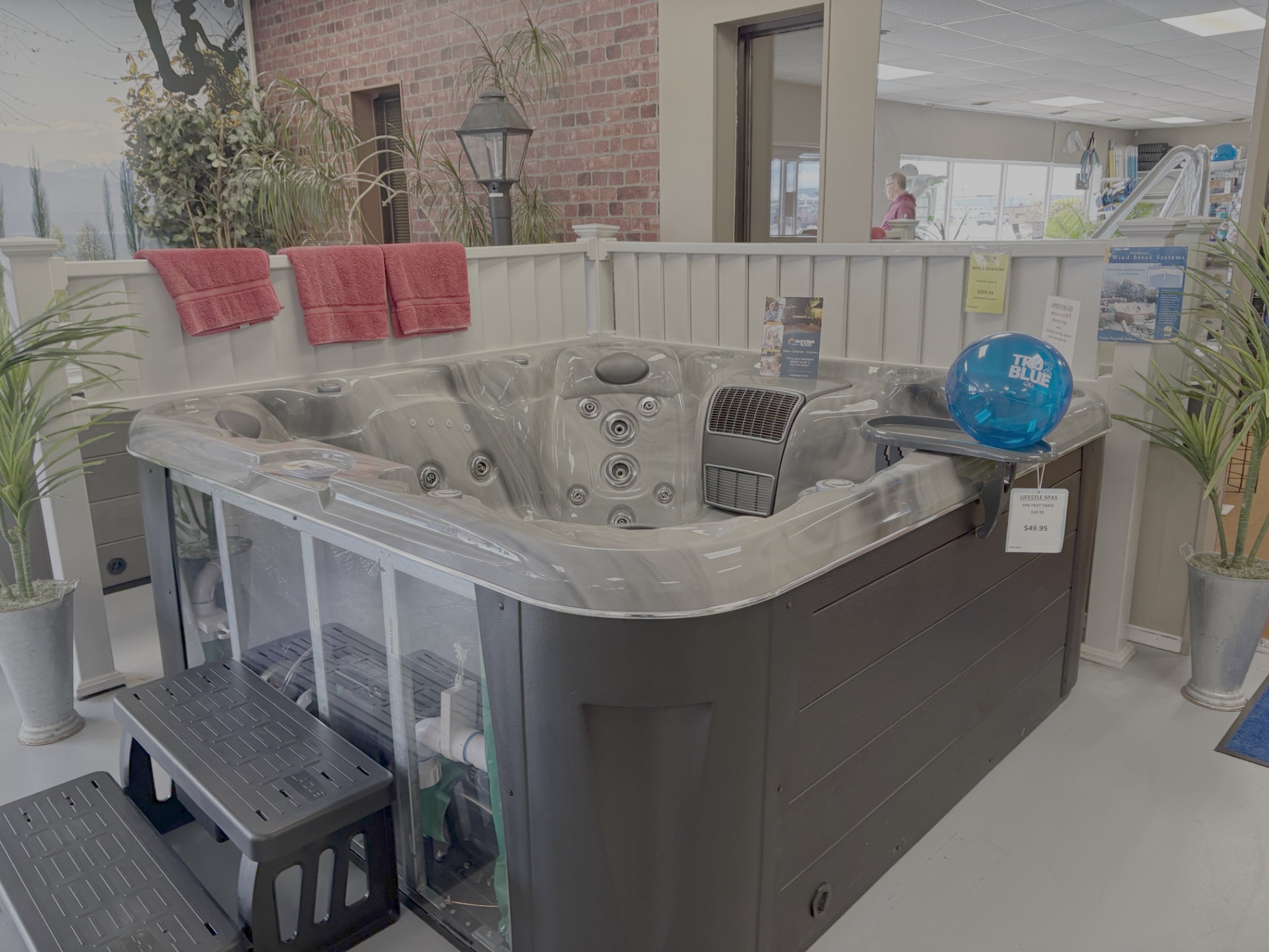 Hot tub display in showroom